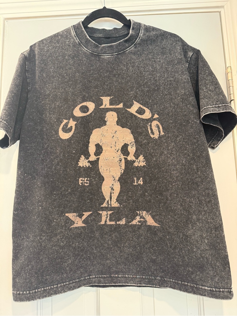 Vintage Washed Gym Bodybuilder Graphic T-Shirt Retro Weightlifting Fitness Tee